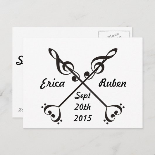 Überquerung des Musikzeichens - Rett des Datums Ankündigungspostkarte (Vorne/Hinten)