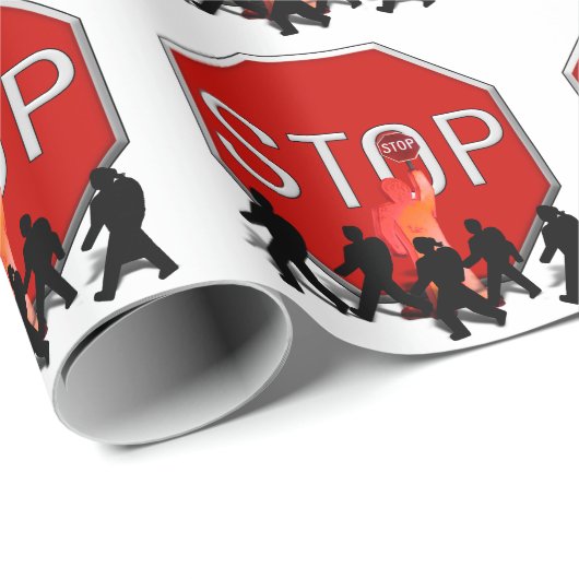 Überquerung mit Kids & Stopp-Signierung Geschenkpapier (Rolleneckpunkt)