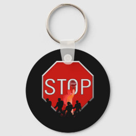Überquerung mit Kids & Stopp-Signierung Schlüsselanhänger