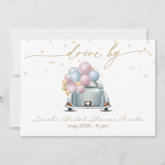Überrasante Fahrt durch das Brautparty Parade Einladung (Vorderseite)