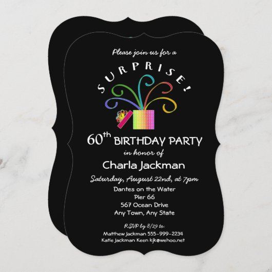 ÜBERRASCHEN! 60. oder eine beliebige altersschick  Einladung (Vorne/Hinten)