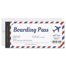 Überraschen Boarding Pass Flugzeug Geschenkkarte