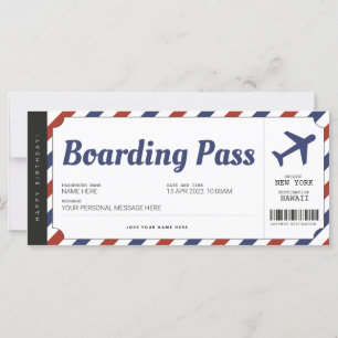 Überraschen Boarding Pass Flugzeug Geschenkkarte