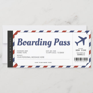 Überraschen Boarding Pass Flugzeug Geschenkkarte
