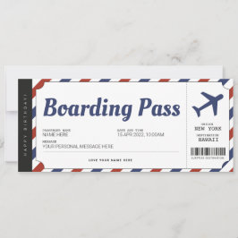 Überraschen Boarding Pass Flugzeug Geschenkkarte Einladung