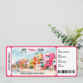 Überraschen Boarding Pass Ticket Mexiko Einladung (Stehend Vorderseite)