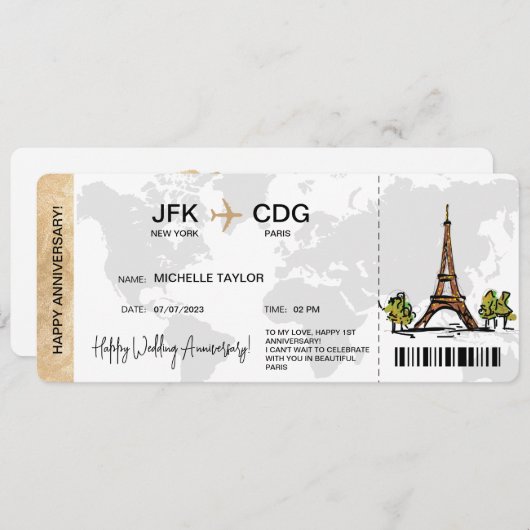 Überraschen Boarding Pass Ticket Zielort Einladung (Vorne/Hinten)