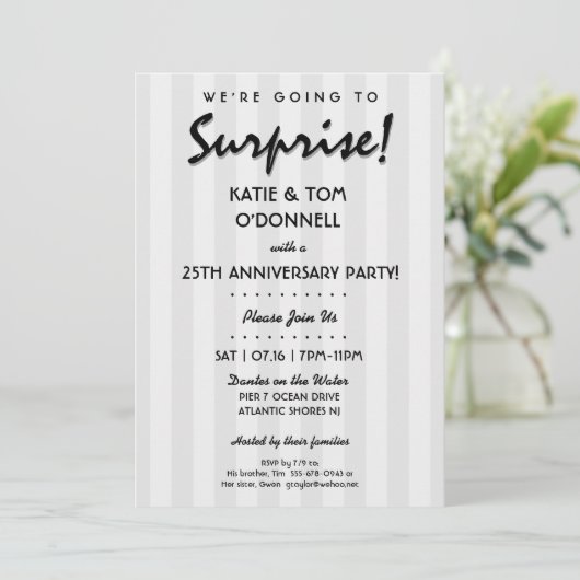 ÜBERRASCHEN! Party Einladung zum 30. oder zum Jubi (Stehend Vorderseite)