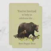 Überraschen Ruhestand Beste Poppa je Fun Bär Einladung (Vorne/Hinten)