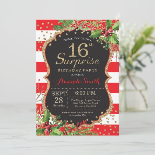 Überraschen Sie 15. Einladung (Stehend Vorderseite)