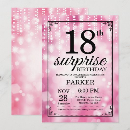 Überraschen Sie 18. Einladung (Vorne/Hinten)