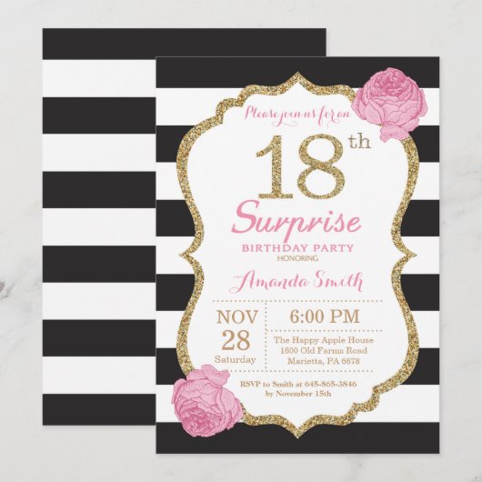 Überraschen Sie 18. Einladung (Vorne/Hinten)