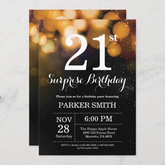 Überraschen Sie 21. Einladung (Vorne/Hinten)