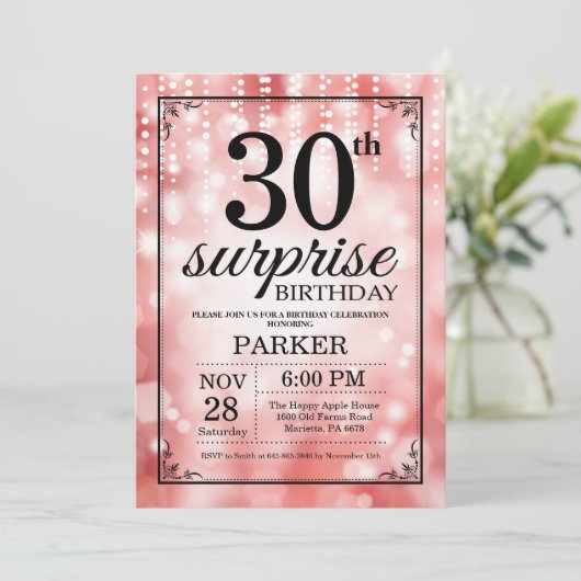 Überraschen Sie 30. Einladung (Stehend Vorderseite)