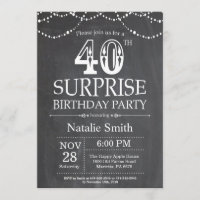 Überraschen Sie 40. Geburtstags-Einladungs-Tafel
