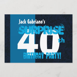ÜBERRASCHEN Sie 40. Geburtstags-modernes Blau Einladung