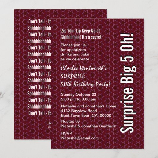 ÜBERRASCHEN Sie 50. Einladung (Vorne/Hinten)