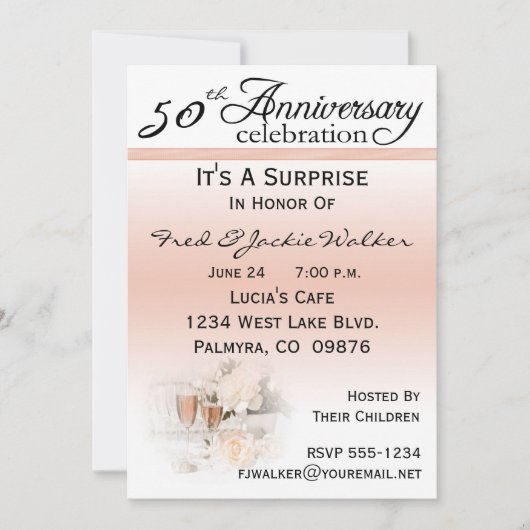 Überraschen Sie 50. Jahrestags-Party Einladungen (Vorderseite)