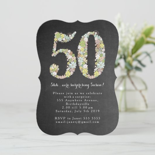 Überraschen Sie 50. Zahl, die ein 50 Einladung (Stehend Vorderseite)