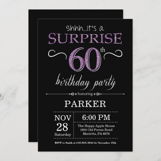 Überraschen Sie 60. Einladung (Vorne/Hinten)