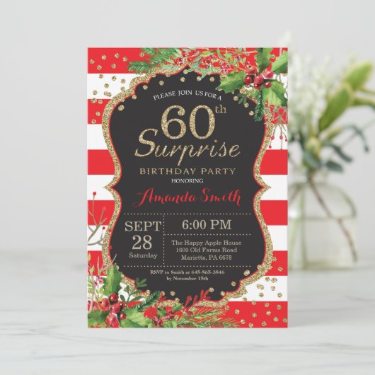 Überraschen Sie 60. Einladung (Stehend Vorderseite)