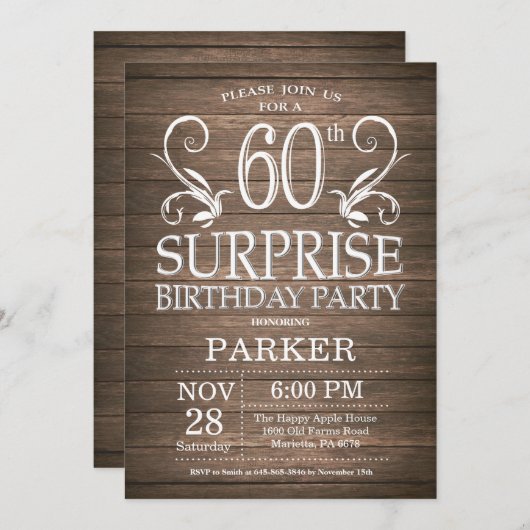Überraschen Sie 60. Einladung (Vorne/Hinten)