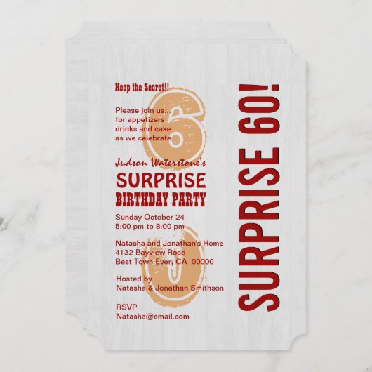 ÜBERRASCHEN Sie 60. moderner Geburtstag Einladung (Vorne/Hinten)