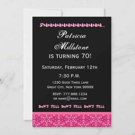 ÜBERRASCHEN Sie 70. Einladung (Rückseite)