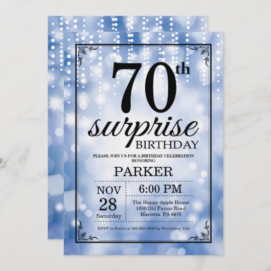 Überraschen Sie 70. Einladung (Vorne/Hinten)