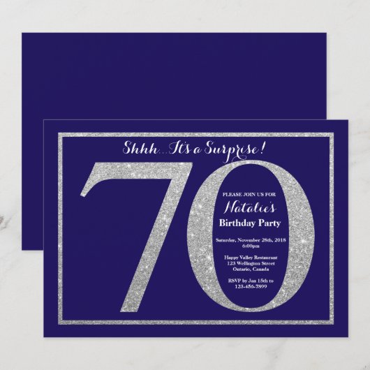Überraschen Sie 70. Einladung (Vorne/Hinten)