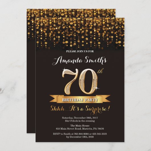 Überraschen Sie 70. Einladung (Vorne/Hinten)