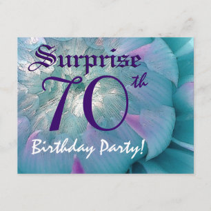 ÜBERRASCHEN Sie 70. Geburtstags-blaue und lila Einladung