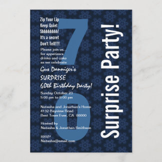 ÜBERRASCHEN Sie 70. Geburtstags-modernes blaues Einladung