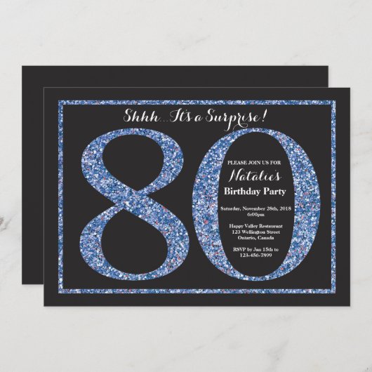 Überraschen Sie 80. Einladung (Vorne/Hinten)
