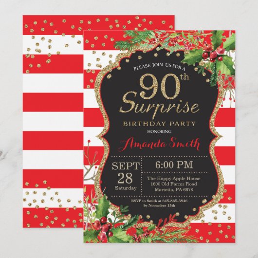 Überraschen Sie 90. Einladung (Vorne/Hinten)
