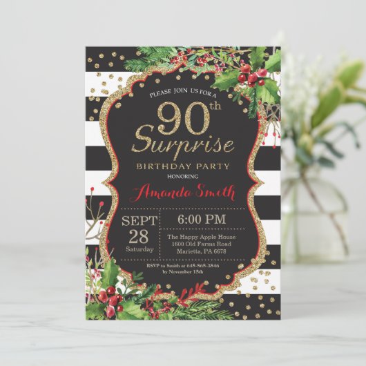 Überraschen Sie 90. Einladung (Stehend Vorderseite)