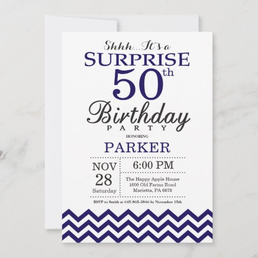 Überraschen Sie das 50. Zickzack Einladung (Vorderseite)
