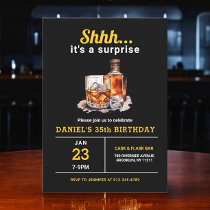 Überraschen Sie jedes Alter Whiskey Bourbon Geburt Einladung