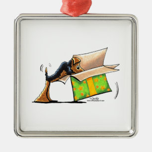 Überraschen Sie mich Airedale Waliser Terrier Ornament Aus Metall