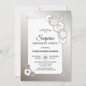 Überraschen Silver Geometric Geburtstagspartei Einladung (Vorderseite)