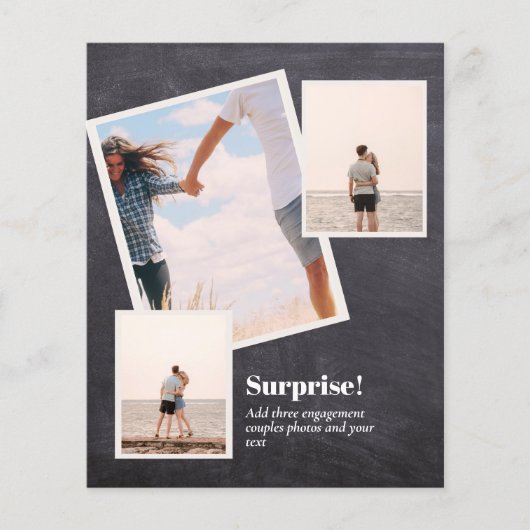 ÜBERRASCHEN! Verlobung Ankündigung FOTO COLLAGE Flyer (Vorne)