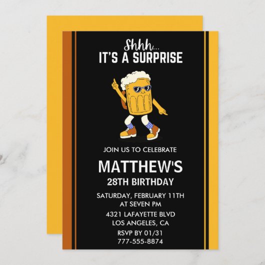 Überraschend Funny 28. Geburtstag Einladungen Bier (Vorne/Hinten)