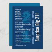 ÜBERRASCHENDE 21. Moderne Navy White Big 21 Einladung (Vorne/Hinten)