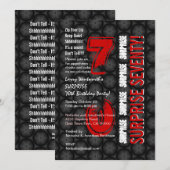 ÜBERRASCHENDE 70. Modern Birthday Red Black Circle Einladung (Vorne/Hinten)