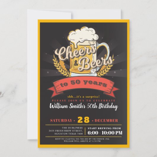 Überraschende BierGeburtstagsparty Einladung (Vorderseite)