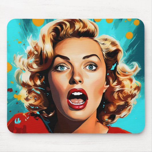 Überraschende Blonde Pop Art Mousepad (Vorne)