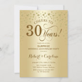 Überraschende Feier zum 30. Jubiläum in Gold Einladung (Vorderseite)