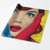 Überraschende Frau in Pop Art Geschenkpapier (Ungerollt)