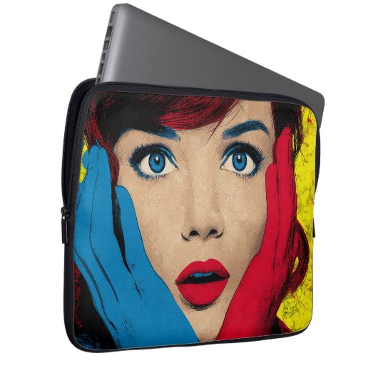 Überraschende Frau in Pop Art Laptopschutzhülle (Vorne Rechts)