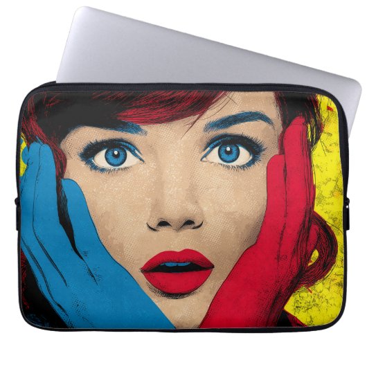 Überraschende Frau in Pop Art Laptopschutzhülle (Vorderseite)